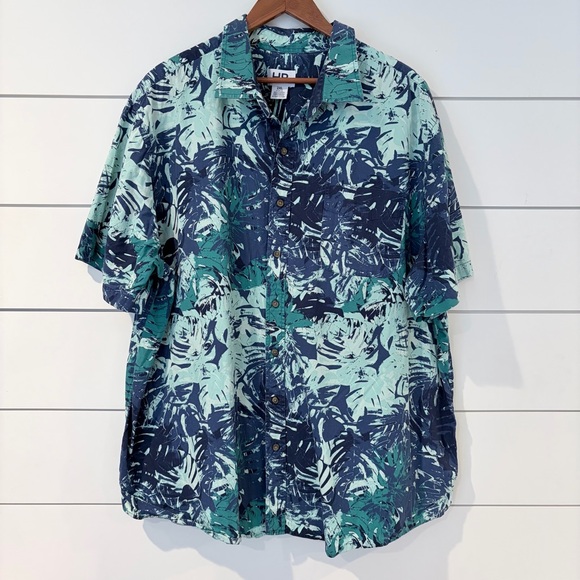 Hampton Bay Other - Hampton Bay Tropical Leaf Mens Button Down Shirt 2XL Resortcore Aloha Summercore